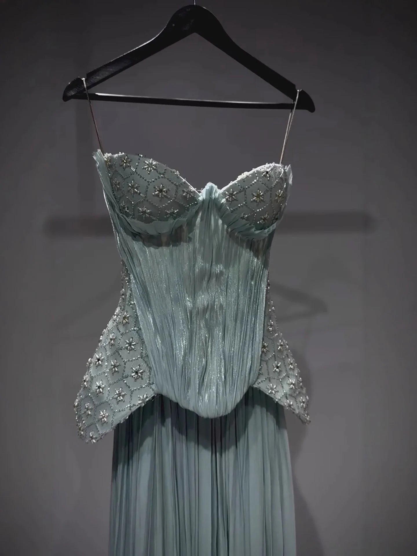Luxury Sage Green Two Pieces Corset Evening Dress LA73360