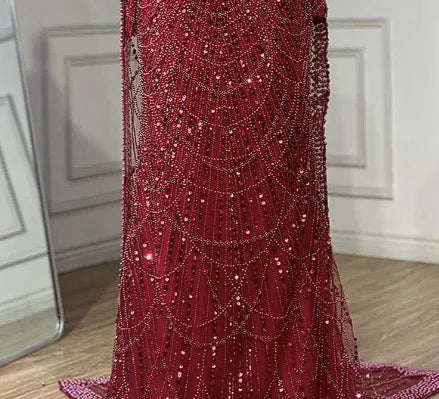 Blue Square Evening Dress With Long Sleeve Plus Size LA72032N