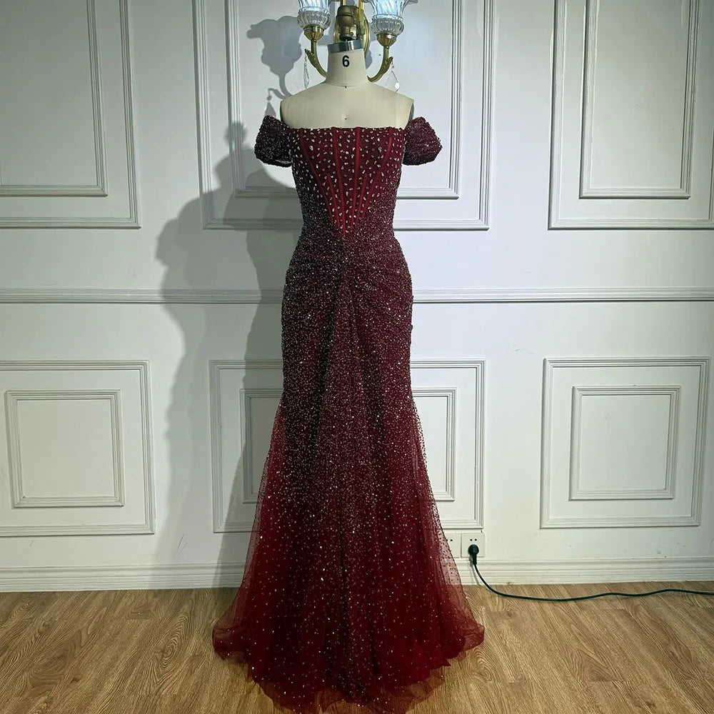 Luxury Designer Beaded Mermaid Evening Dresses Elegant Formal Gown LA72905