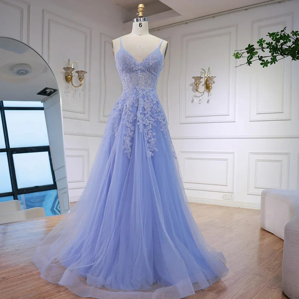 Luxury Pink Tulle A Line Prom Dress with Appliques LA73009