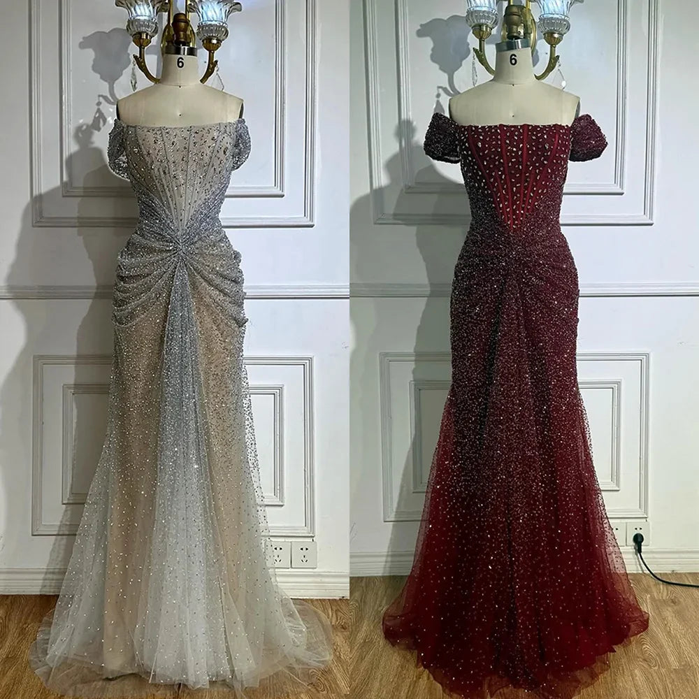 Luxury Designer Beaded Mermaid Evening Dresses Elegant Formal Gown LA72905