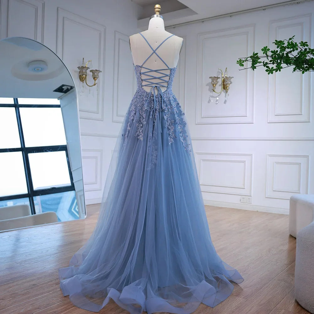 Luxury Pink Tulle A Line Prom Dress with Appliques LA73009