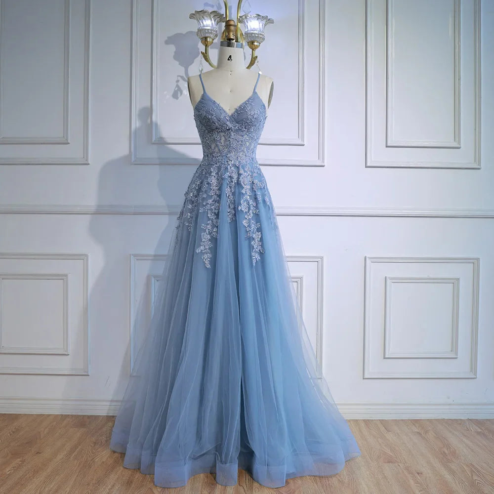 Luxury Pink Tulle A Line Prom Dress with Appliques LA73009