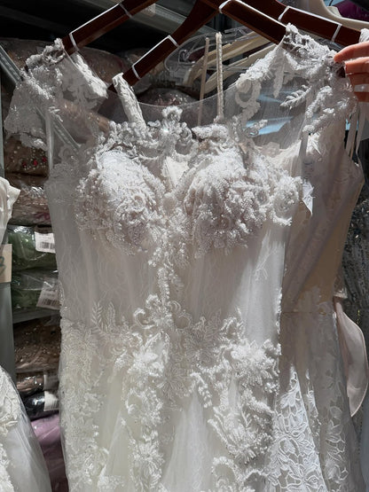 Luxury White Beaded Lace Mermaid Bridal Wedding Dress HA2544