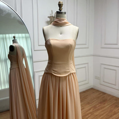 Luxury Turquoise A Line   Evening Dress with Cape LA73012
