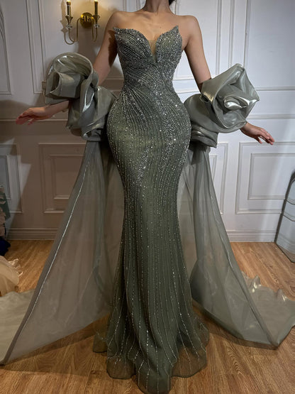 Luxury Red   Mermaid Evening Dress with Cape LA72896