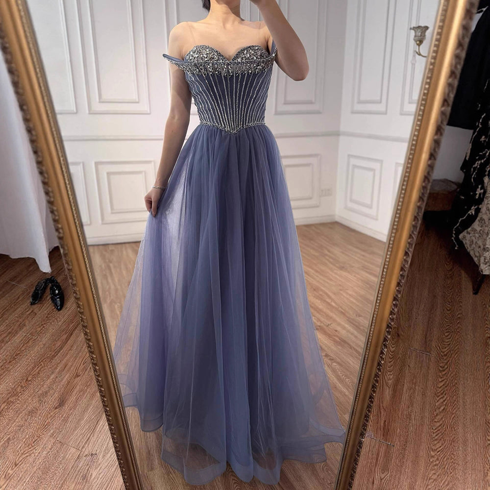 Luxury Nude Strapless A-Line Prom Dress LA73178