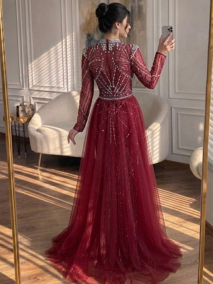 Luxury Muslim Nude Beaded Mermaid Evening Dress LA73203A