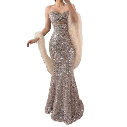 Luxury Arabic Nude  Evening Dress With Cape LA73365B