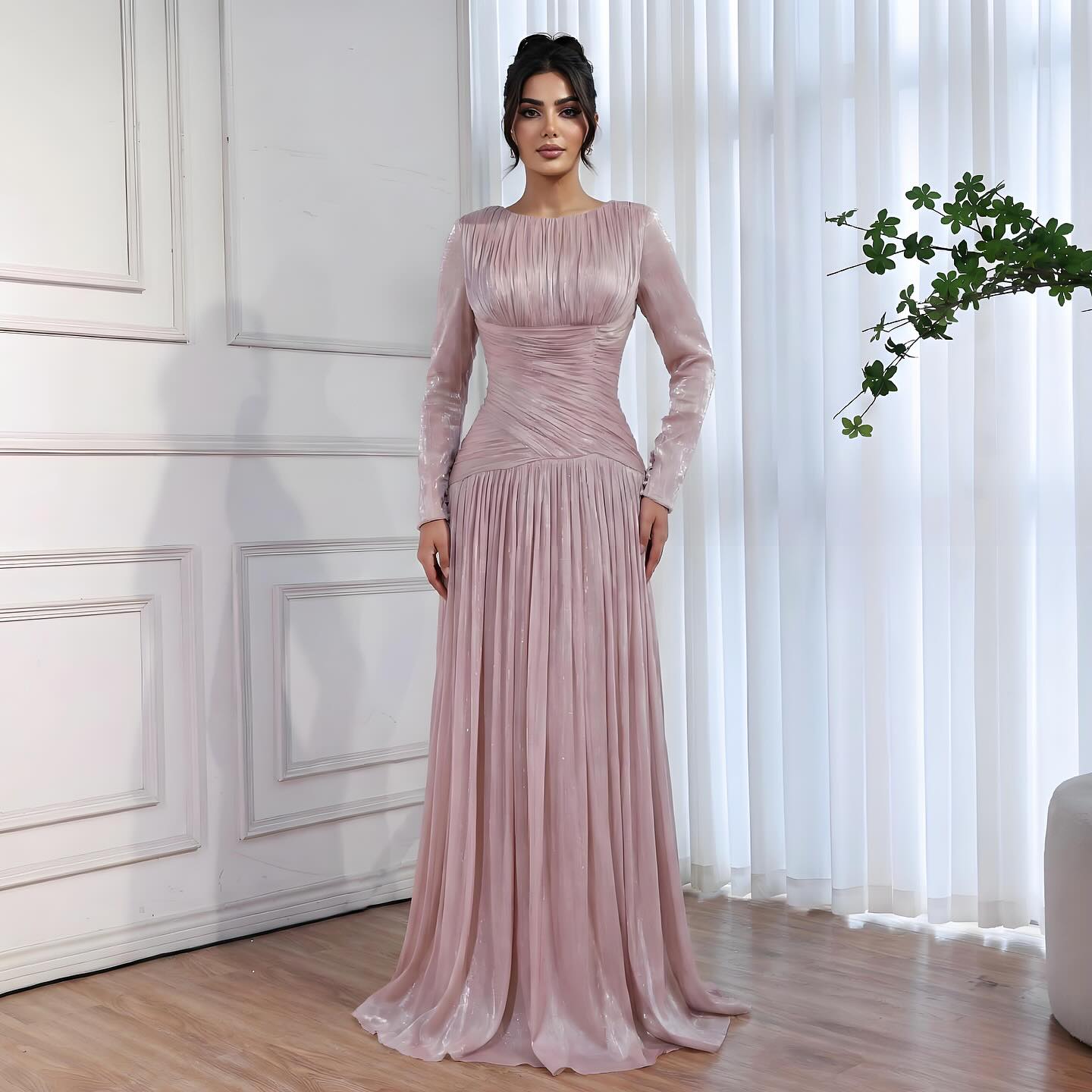 Modest Beige Corset Long Evening Dress With Cape LA73418