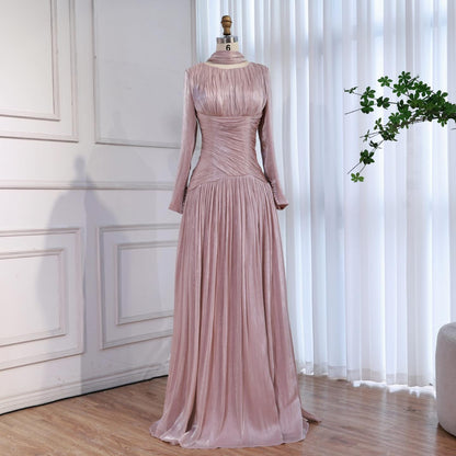 Modest Beige Corset Long Evening Dress With Cape LA73418