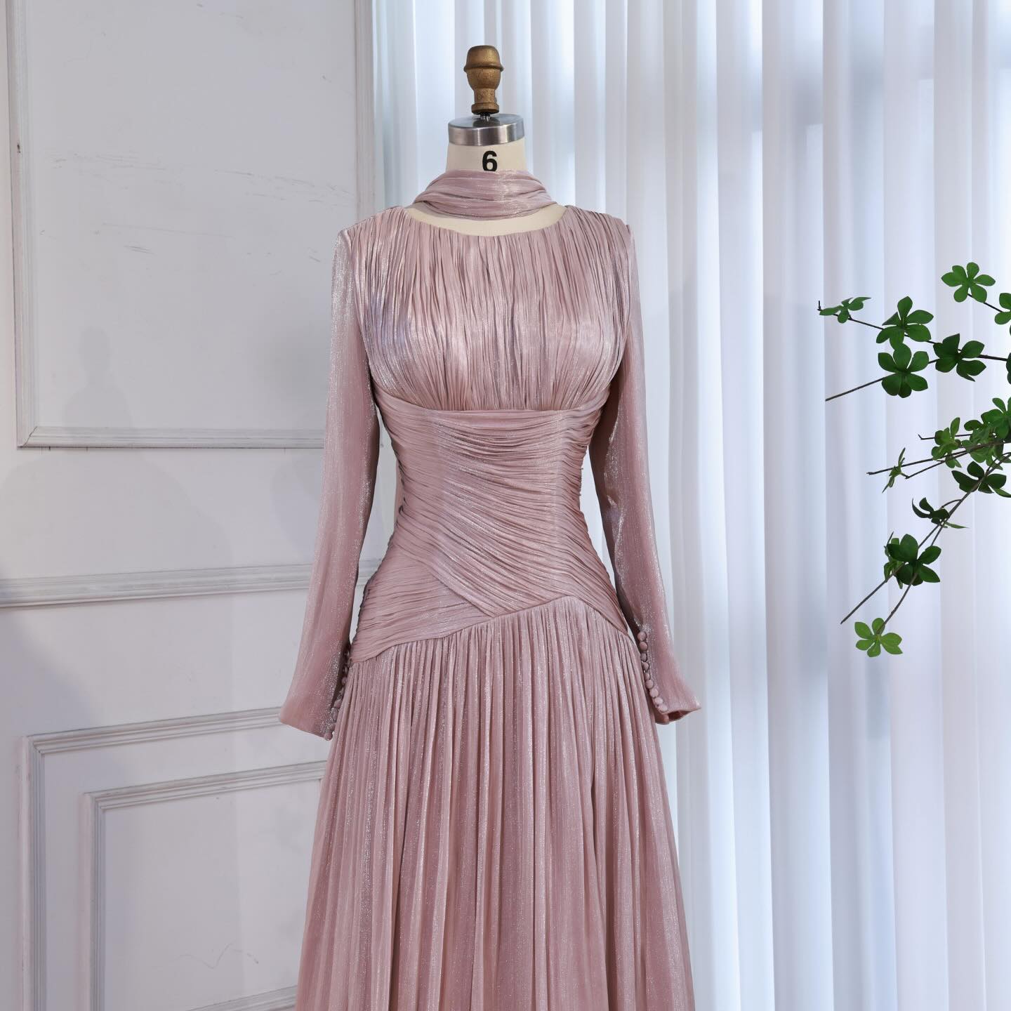 Modest Beige Corset Long Evening Dress With Cape LA73418