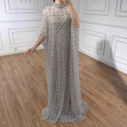 Serene Hill Grey Nude Jasmiko Diamond Beaded Evening Dress LA73428