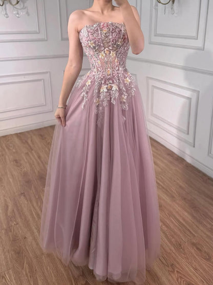 Luxury Saudi Arabic Pink Appliques Beaded Mermaid Prom Dress LA73458