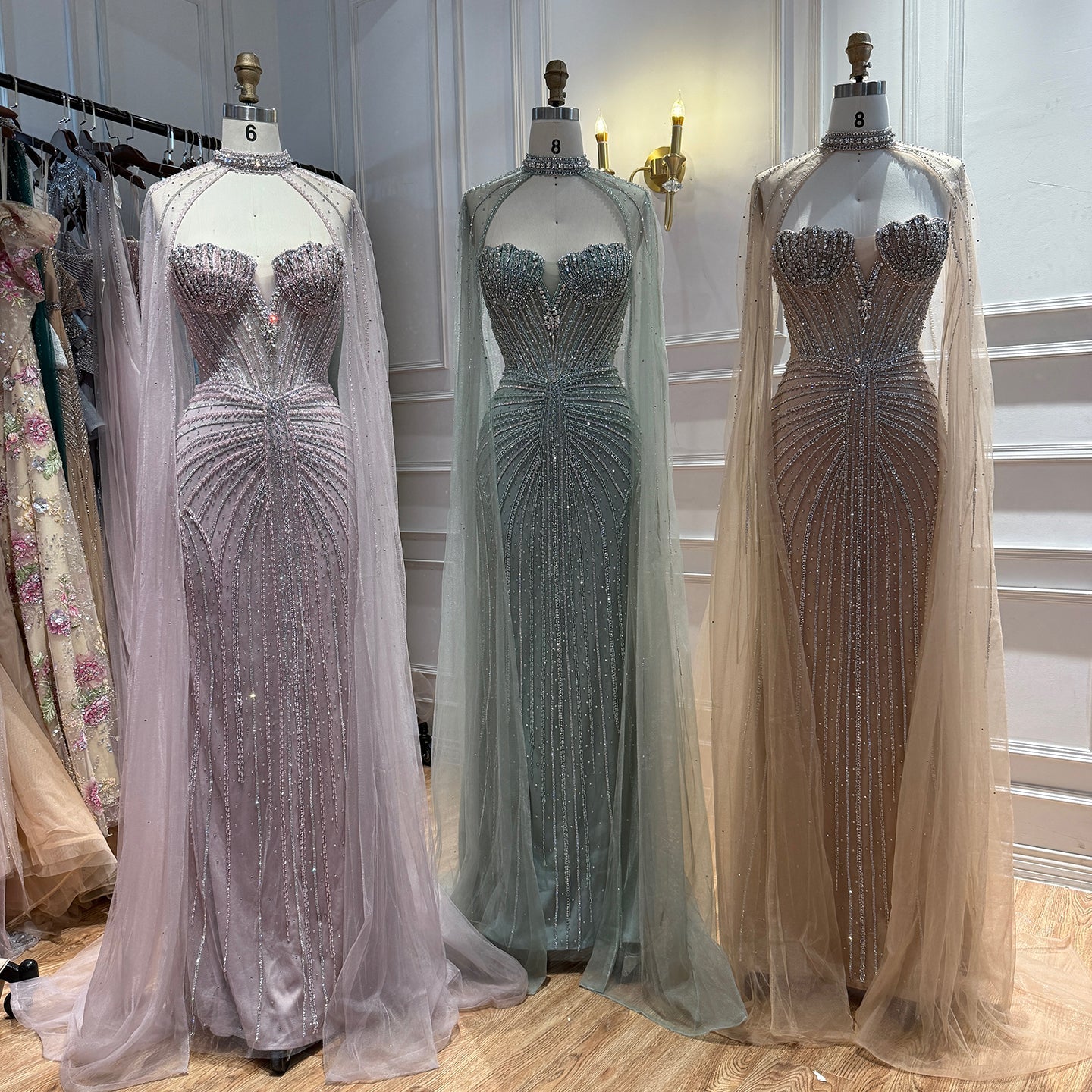 Luxury Nude High Neck Crystal Beaded Mermaid Dress LA73474A