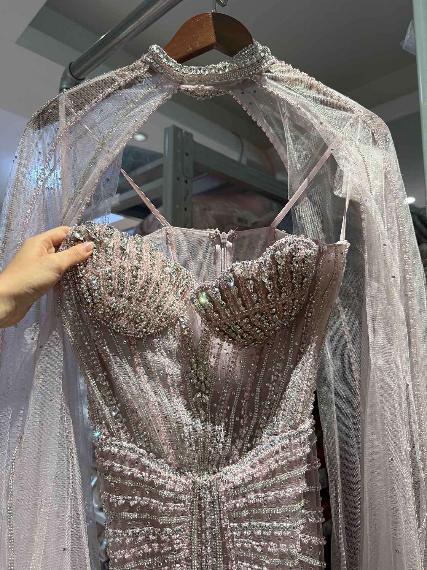 Luxury Nude High Neck Crystal Beaded Mermaid Dress LA73474A