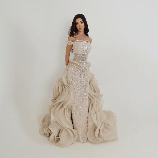 Luxury Nude  Beaded Mermaid Evening Dress LA73633