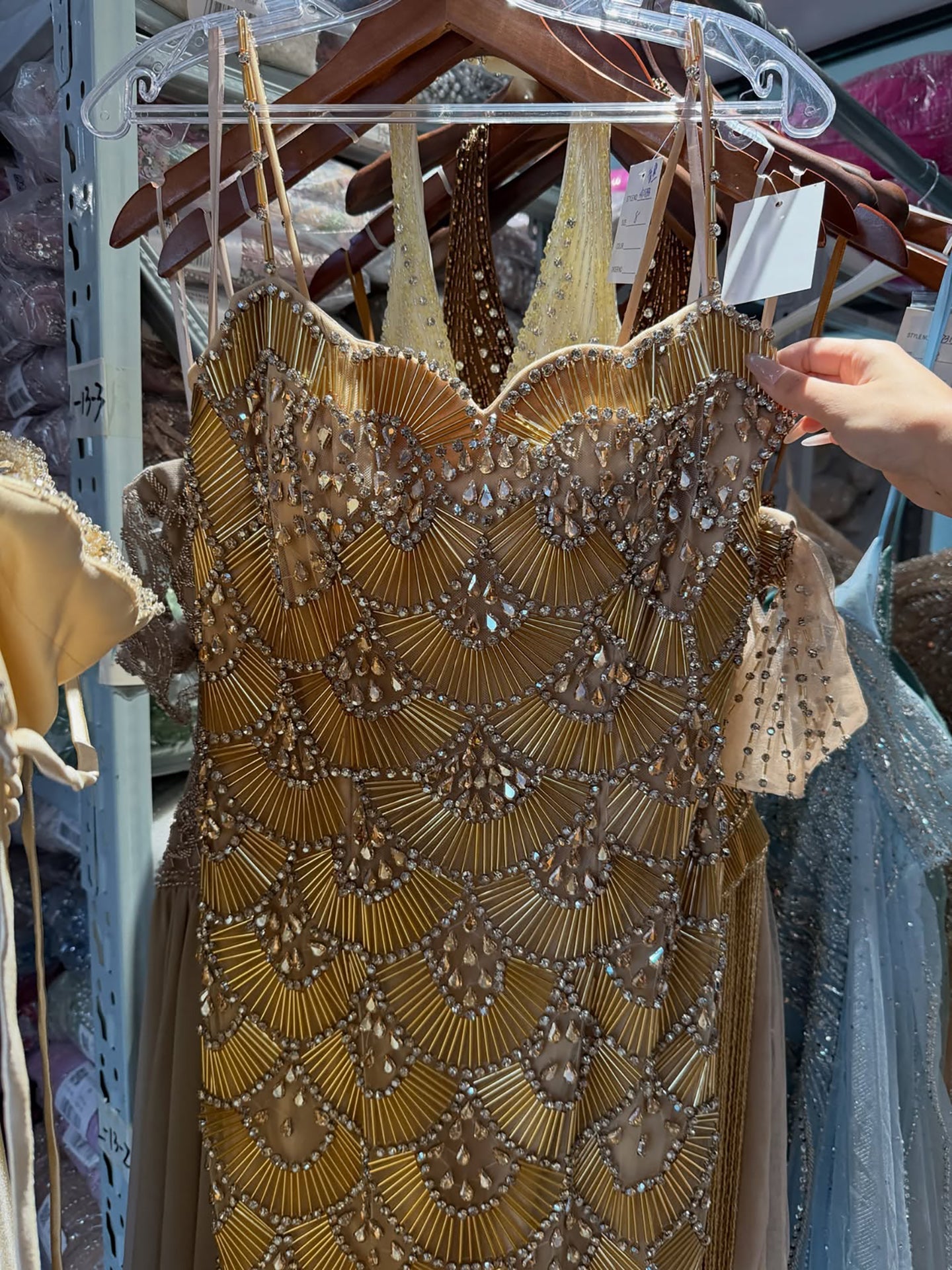 Luxury Gold Beaded Mermaid Evening Dress LA73733