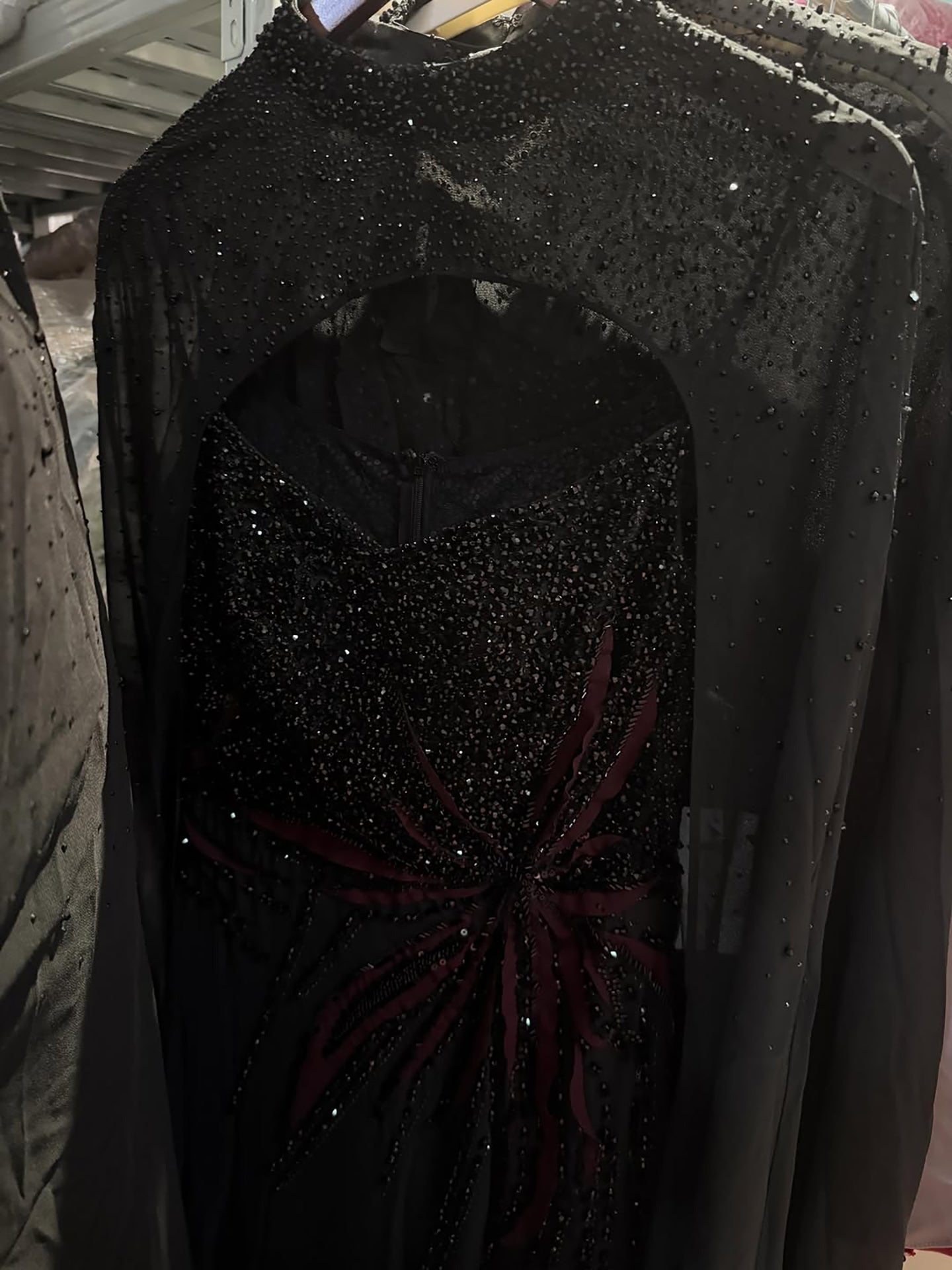 Luxury Black Wine Red Beaded Mermaid Evening Dress LA73743