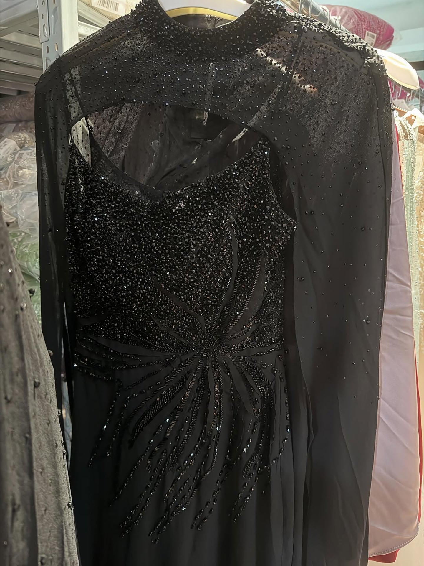 Luxury Black Wine Red Beaded Mermaid Evening Dress LA73743