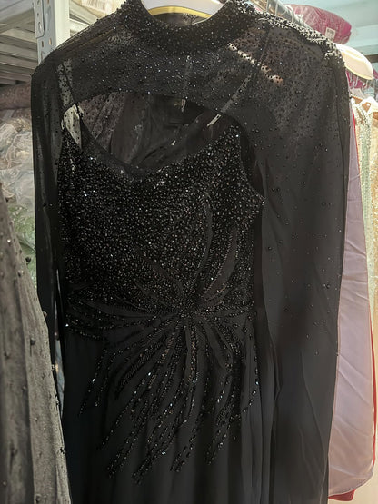 Luxury Black Wine Red Beaded Mermaid Evening Dress LA73743