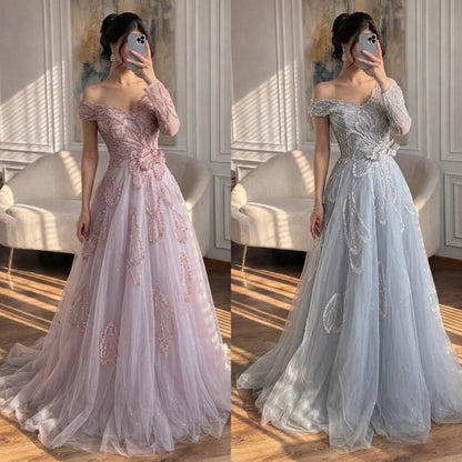 Luxury Pink Beaded One Shoulder A Line Evening Dress LA73746