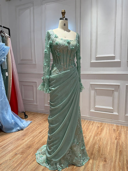 Luxury Pink 3D Floral Beaded Mermaid Gown LA73774
