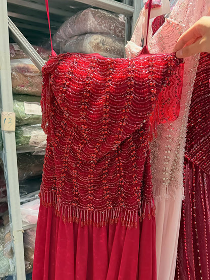 Luxury Pink Off The Shoulder Beaded Tassel Lace Up A Line Dress LA73842