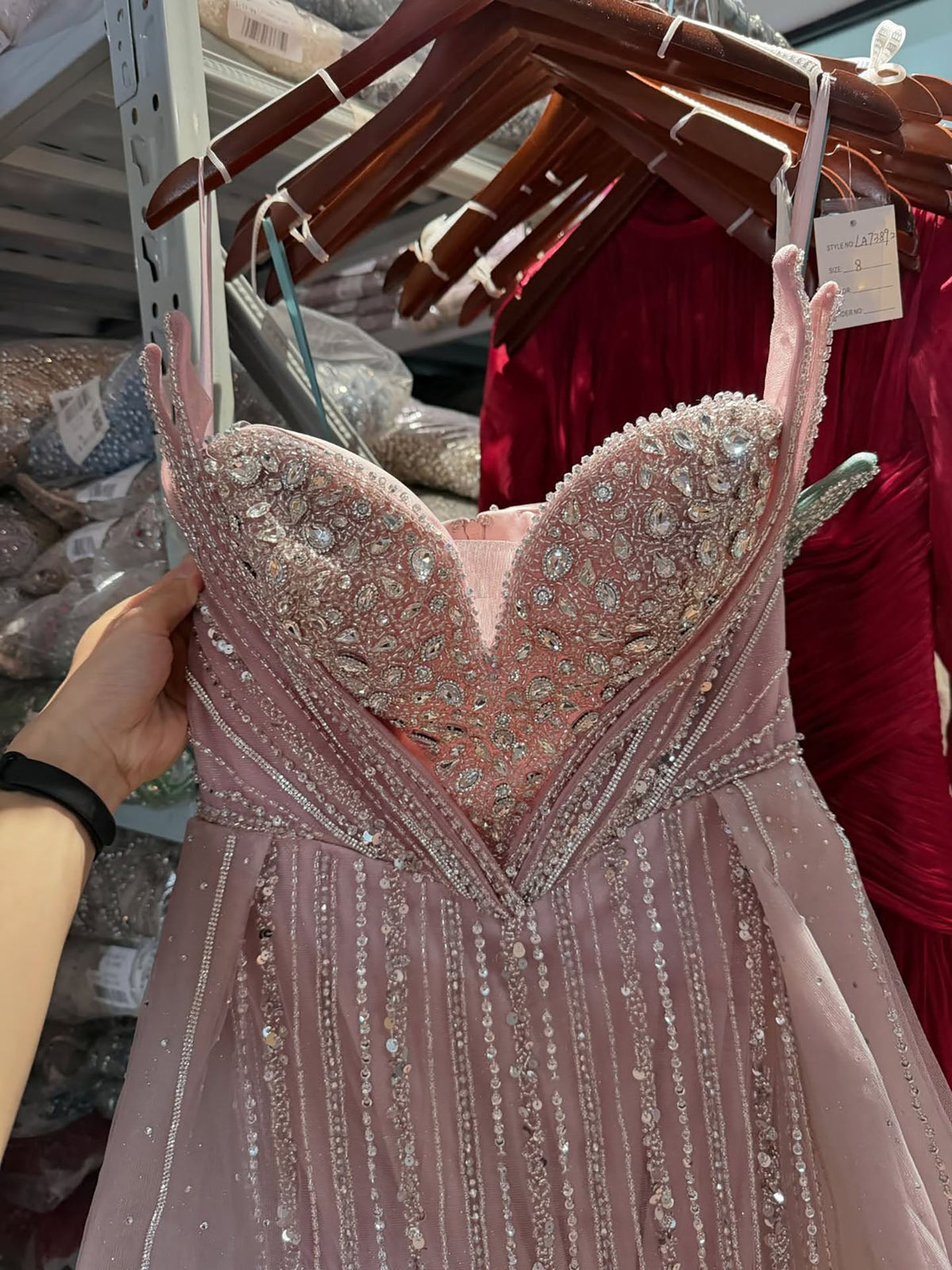 Luxury Nude Crystals Beaded Mermaid Evening Dress LA73892