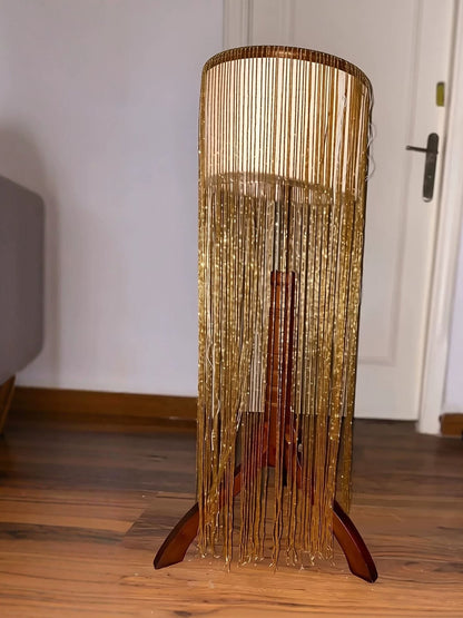 Luxury Gold Spaghetti Straps Shoulder Tassel Beaded Mermaid Dress LA73931