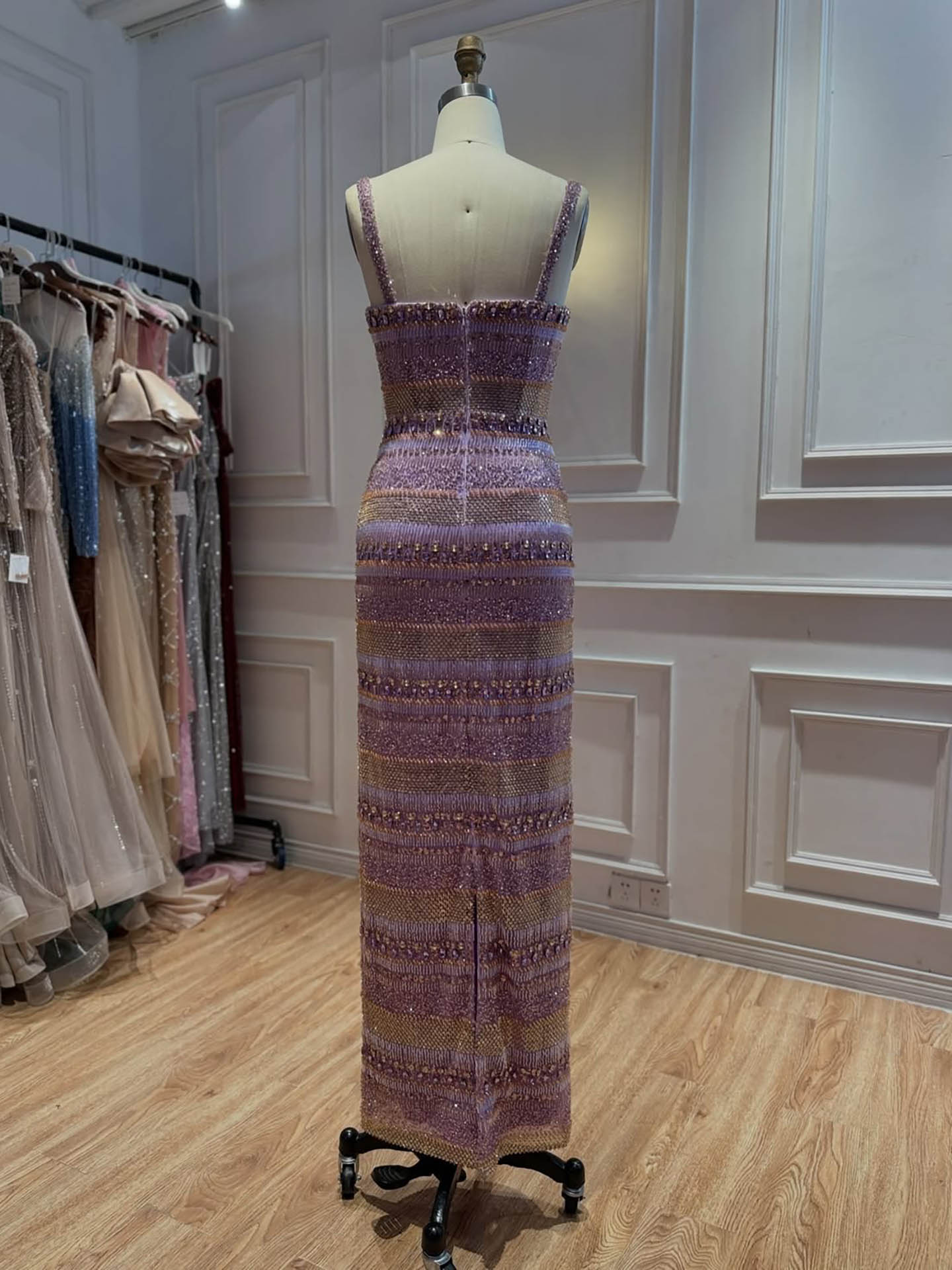 Luxury Nude Crystal Beaded Mermaid Evening Dress with Cape LA73941
