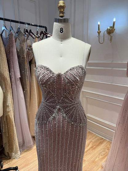 Luxury Black Strapless Beaded Mermaid Evening Dress LA73952