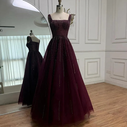Purple Luxury Square Evening Dresses Arabic Gowns For Party Prom Dress Party LA72857