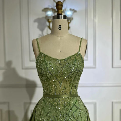 Luxury Caramel Beaded Evening Dress with Detachable Overskirt LA72733A