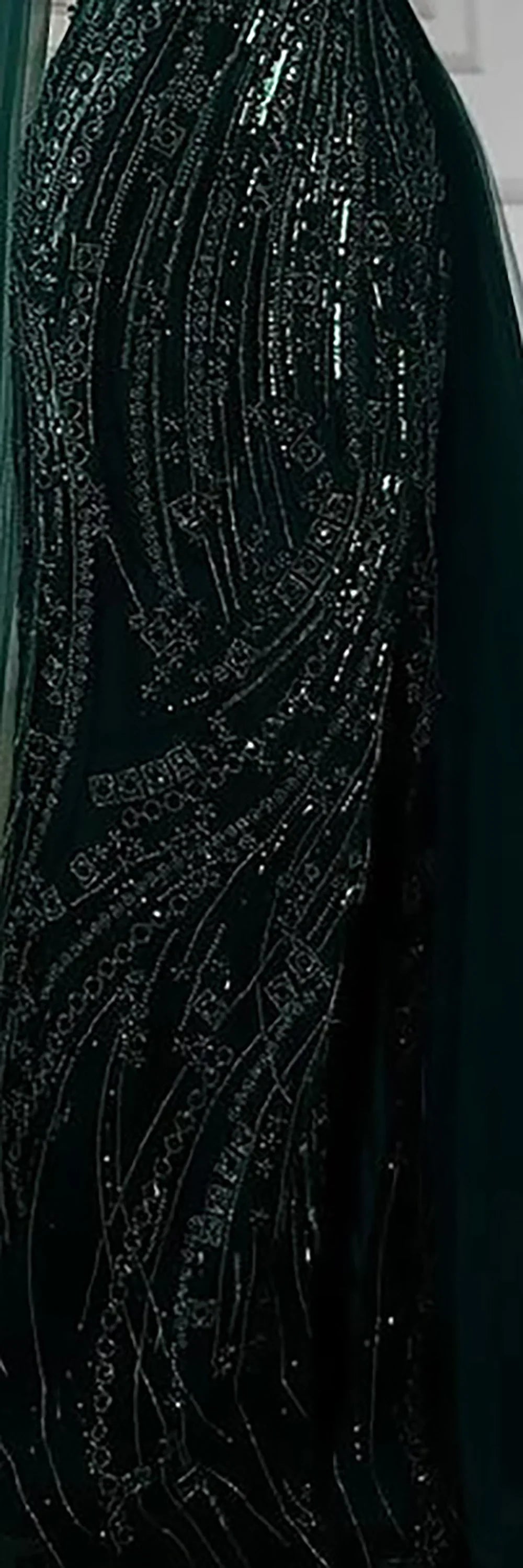 Orange Beaded Mermaid Evening Dress with Slit Spaghetti Straps LA72542