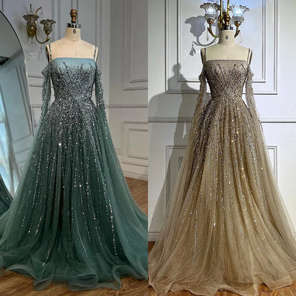 Luxury Caramel Evening Dress with Cape sleeves LA72957