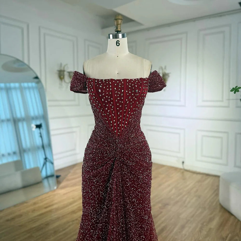 Luxury Designer Beaded Mermaid Evening Dresses Elegant Formal Gown LA72905