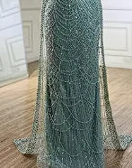 Blue Square Evening Dress  With  Long Sleeve  Plus Size LA72032N