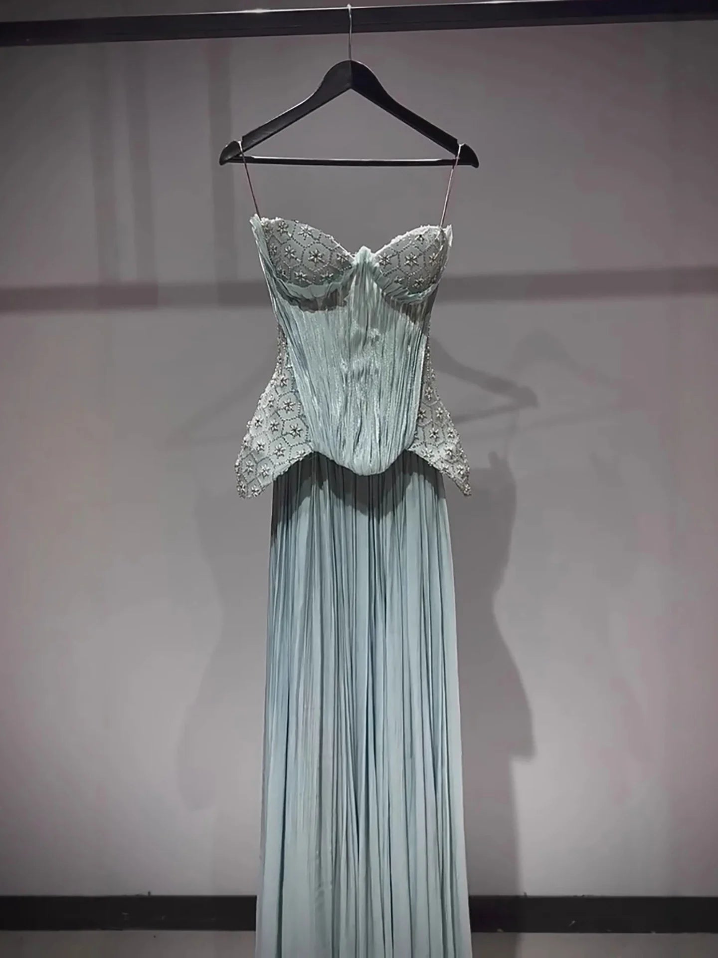 Luxury Sage Green Two Pieces Corset Evening Dress LA73360
