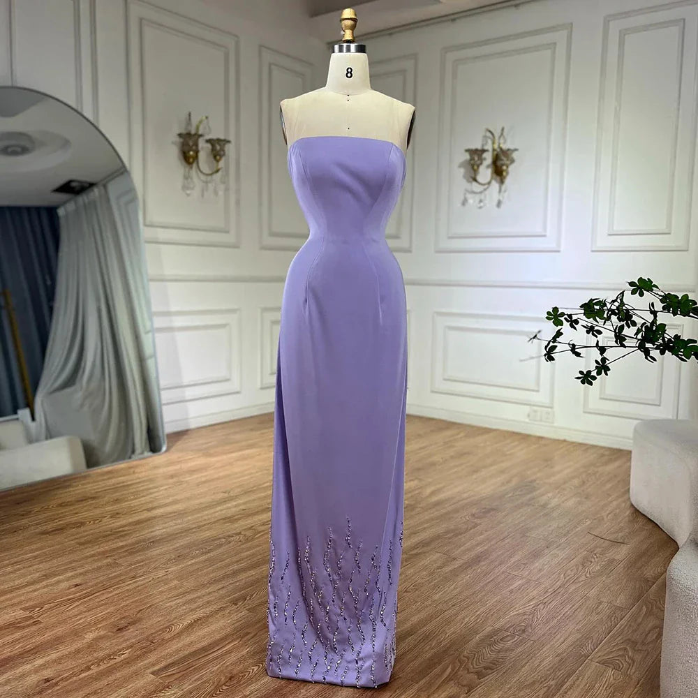 Lilac Elegant Evening Dresses with Luxury Beaded Long Cape Gown for Party LA72828