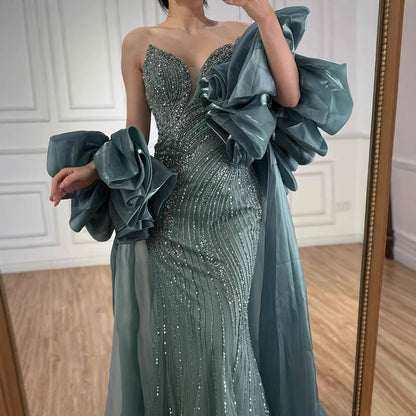 Luxury Red   Mermaid Evening Dress with Cape LA72896