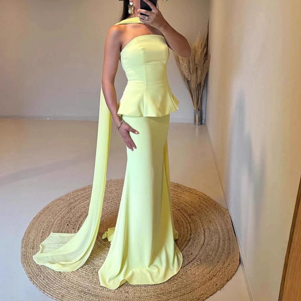 Luxury Olive Green Mermaid Evening Dress with Cape LA73165A