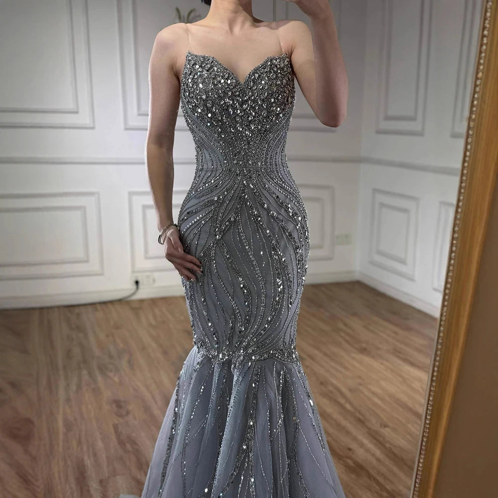 Luxury Pink Beaded   Mermaid Evening Dress LA73124