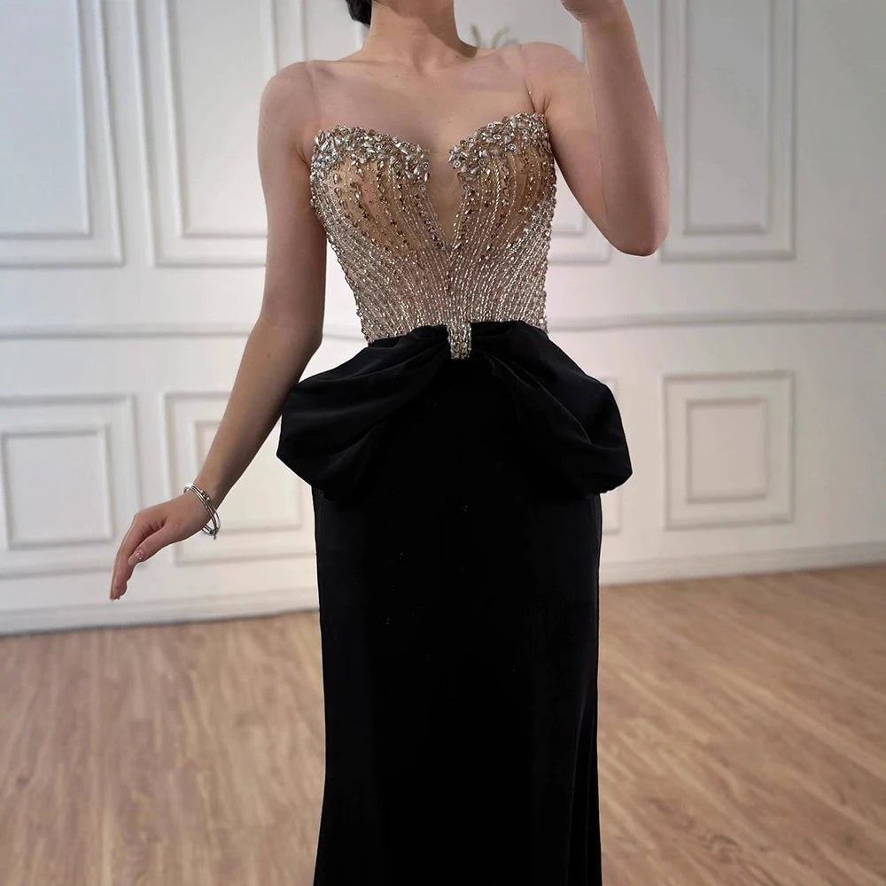 Luxury Red Satin Evening Dress with Bow Designer Gown LA73060