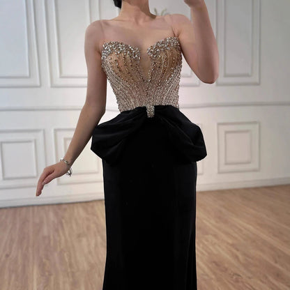 Luxury Red Satin Evening Dress with Bow Designer Gown LA73060