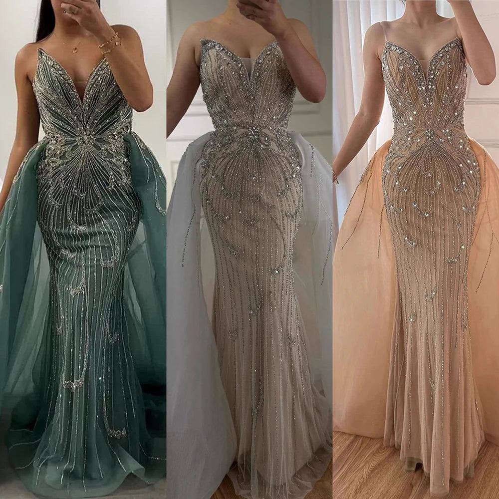 שמלת ערב טורקיז יוקרתית בתולת ים עם חצאית עליונה LA72880 