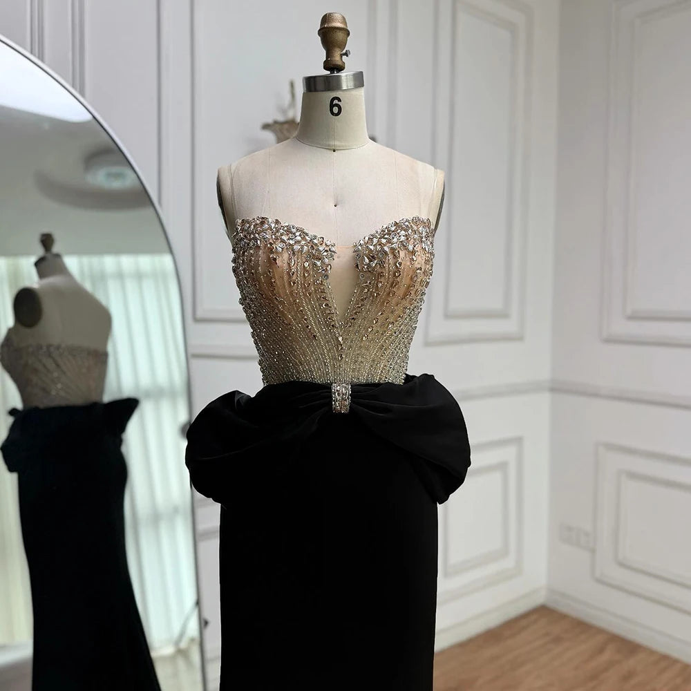 Luxury Red Satin Evening Dress with Bow Designer Gown LA73060