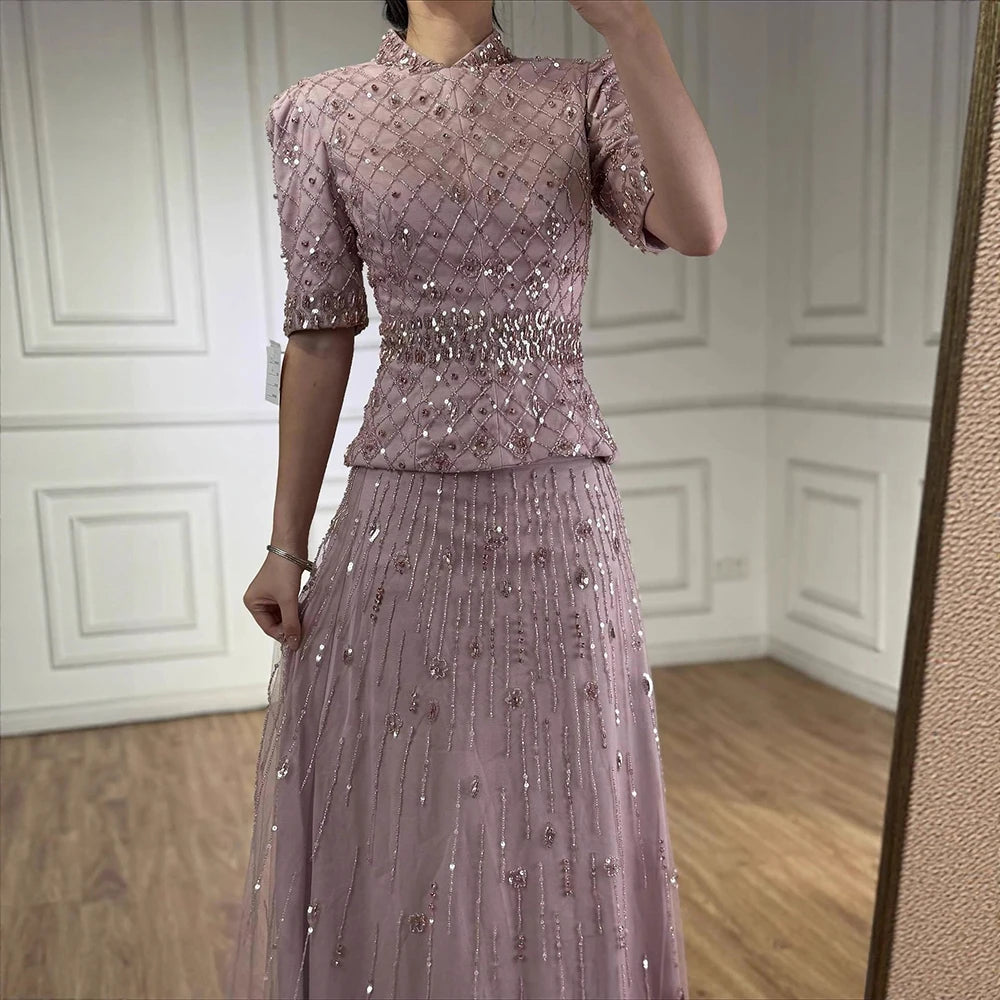 Luxury  Designer Arabic Pink Evening Dress LA72955