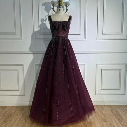 Purple Luxury Square Evening Dresses Arabic Gowns For Party Prom Dress Party LA72857