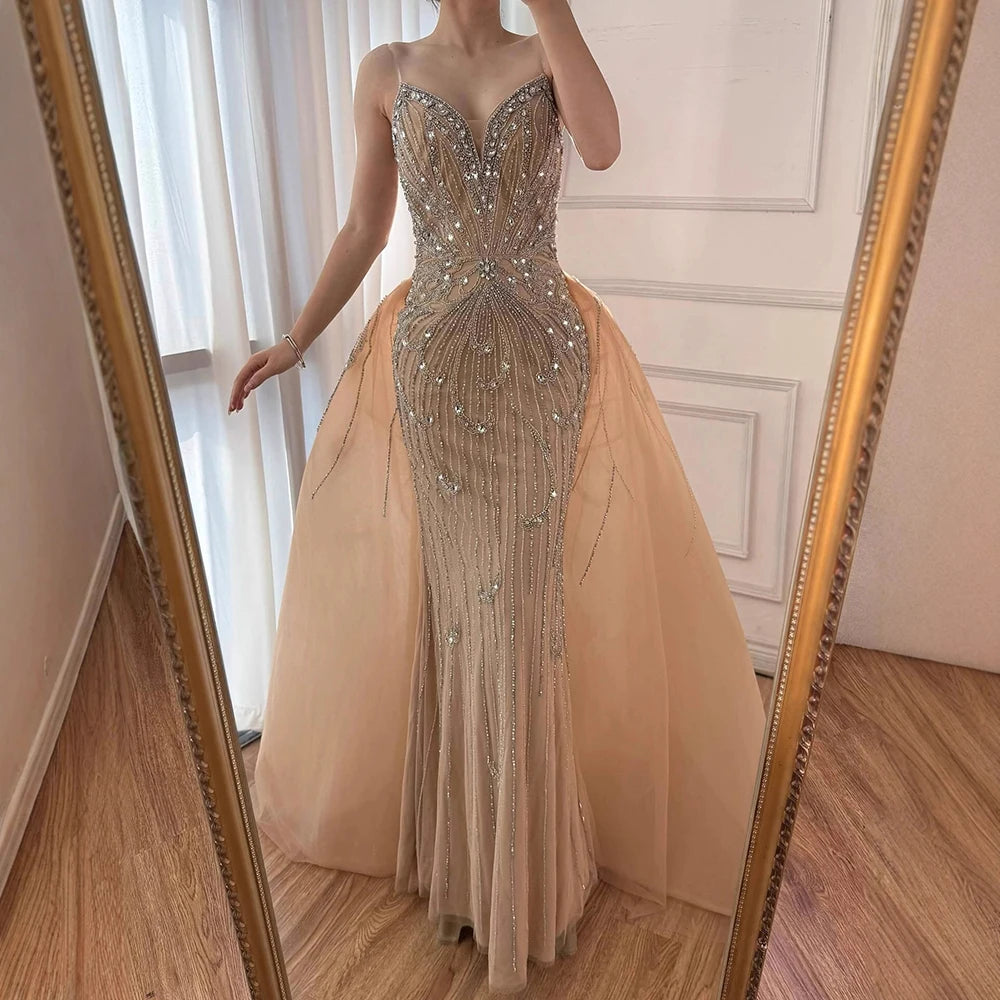 שמלת ערב טורקיז יוקרתית בתולת ים עם חצאית עליונה LA72880 